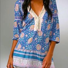 Free People Pale Blue Paisley Tunic Dress. It Has Cotton Lace Trim And Little Pearl Buttons. I’m 5’3” And It Is Easily Dress Length For Me. Loose Fit Could Accommodate Many Sizes. Size Sm. New And Never Worn But No Tags. Blue Bohemian Mini Length Boho Dress, Blue Boho Tunic Dress For Spring, Summer Blue Printed Boho Dress, Blue Boho Print Tunic Dress, Blue Mini Boho Dress With Boho Print, Blue Boho Print Mini Dress For Spring, Spring Blue Mini Dress With Boho Print, Blue Boho Print Dress For Brunch, Bohemian Mini Length Tops For Beach