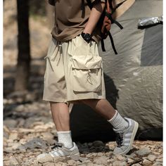 Summer Casual Elastic Waist Cargo Shorts Fabric: 100%polyester Size: M, L, XL, 2XL, 3XL Multiple Color Selections: Black, Khaki, Coffee  Season: Summer Dance Pants Hip Hop, Dance Pants, Shorts Sweatpants, Tactical Pants, Solid Color Shirt, Outdoor Jacket, Sweat Shorts, Pullover Shirt, Cardigan Tops