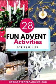 the words, 28 fun and easy activities for families to do with their kids on christmas day