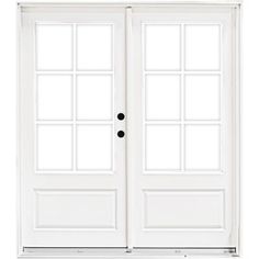 two white double doors with glass on each side