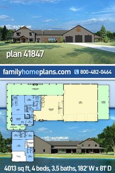 the floor plan for this home is shown in two different colors and sizes, with an attached