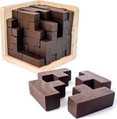 a wooden box with chocolate blocks in it