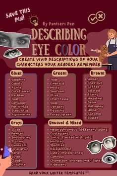 the describing eye color chart for children's eyes and how they use them to describe what