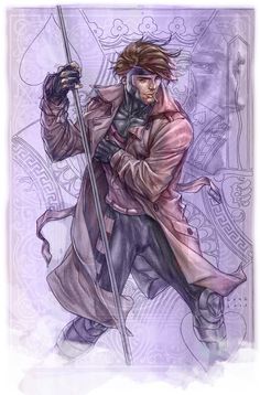 Gambit by Mike Choi. Always had the biggest crush on Gambit. That Cajun accent though... Professor Xavier, Art Gallery Room