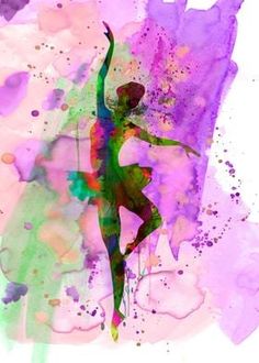 a woman is dancing in watercolors on a white background