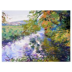 an oil painting on canvas of a river