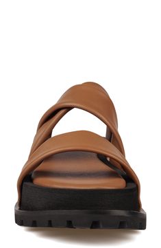 Soft leather straps balance the ridged lug sole on this platform sandal that's water-resistant and ant-slip. 1 3/4" platform Platform sole
 Water-resistant Leather upper and lining/synthetic sole Imported Brown Synthetic Open Toe Sport Sandals, Brown Synthetic Slide Sport Sandals, Closed Toe Synthetic Slingback Sandals With Adjustable Strap, Synthetic Closed Toe Sport Sandals With Leather Footbed, Synthetic Open Toe Platform Footbed Sandals, Synthetic Platform Slingback Sandals With Round Toe, Leather Sandals With Lug Sole And Ankle Strap, Casual Ankle Strap Sandals With Lug Sole, Brown Synthetic Sport Sandals For Spring