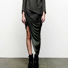 Pics Are From Pre-Fall 2012 Rtw! Lovely As Ever! I Love Just About Everything From Helmut Lang! I've Held Onto This Long Enough It's Too Small For Me Now, Definitely One Of His Popular Skirts:) Fab Features Include: Pull On Style W/Covered Elasticized Waistband Draped Twisted Detail Asymmetrical Hem Semi Sheer 13.5" Waist 18" Skirt 38" Length Euc (Wore Once) Chic Asymmetrical Wrap Skirt For Evening, Chic Asymmetrical Draped Skirt For Night Out, Chic Asymmetrical Hem Wrap Skirt For Evening, Chic Evening Wrap Skirt With Asymmetrical Hem, Chic Cocktail Skirt With Asymmetrical Hem, Formal Fitted Skirt With Asymmetrical Hem, Chic Asymmetrical Cocktail Skirt, Fitted Asymmetrical Skirt For Work, Fitted Skirt For Workwear With Asymmetrical Hem