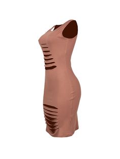 Material: Milk Silk Sleeveless Hollow Out MiniDress Stretchy Solid Color Comfortable Fit Sleeveless Bodycon Midi Dress With Cutout, Stretch Sleeveless Cutout Mini Dress, Sleeveless Stretch Dress With Cutout, Bodycon Sleeveless Cutout Dress, Sleeveless Bodycon Cutout Dress, Sleeveless Cutout Dress For Night Out, Fitted Sleeveless Midi Dress With Cutout, Dd Swimwear, Floral Dress Formal