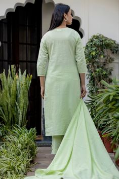 This is 3 piece set.It comes with mirror embellished kurta teamed with trouser and a dupatta to match. 3 Piece Set Fabric-Cotton Color-Green Work-Mirror embellished, embroidered & lace detailing with front & side tassels Kurta Detailing-Calf length kurta with side slits Bottom-Flared Sharara Sleeves-3/4th Sleeves Neck-Round Neck Occasion-Festive wear Washing care-Hand wash Embellished Suit, Green Mirror, Green Mirrors, Match 3, Suit Set, Embroidered Lace, Festival Wear, Indian Wear, Online Retail