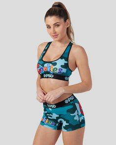 Meet the newest collab style from Cookies x PSD. Featuring Cookies distinct logo with a colorful refresh on top of a blue camo print, this style really stands out. The Women’s Sports Bra has a classic racerback and is made of an ultra-light material that provides maximum comfort throughout the day. | PSD Women's Cookies - Blue Camo Sports Bra, Size Medium Logo With A, Ice And Spice, Blue Camo, Camo Print, Bra Sizes, Sports Women, Camo, Sports Bra, Man Shop