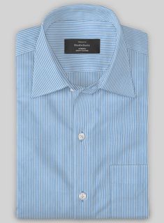 Admire the subtle nuances with our Italian Lombardo Mabel Blue Pinstripe Shirt. Meanwhile, the shirt is made from pure cotton material, which showcases brisk, strong and breathable features with a distinct soft touch that comes with a striped pattern over a blue shade.  Afterward, incorporate stylish tailoring that injects a soothed appeal that keeps you in your comfort zone wherever you go. Plus, the shirt will honor your styling prowess with a confident look that will win you praise.  Made acc Pinstripe Shirt, Blue Canvas, Comfort Zone, Cotton Material, Pure Cotton, White Stripe, Classic Style, Casual Wear, Cotton Fabric