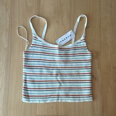 - Never Worn - Size Small Everyday Striped Summer Tank Top, Everyday Striped Tank Top For Summer, Trendy Striped Tank Top For Spring, Trendy Striped Tank Top For Vacation, Cute Tank Tops Aesthetic, Cute Tank Tops For Summer, Cute Pj Sets, Obx Clothes, Trendy Summer Tops