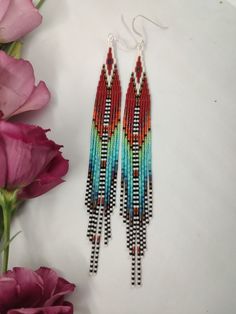 Seed Bead Fringe Earrings, Bead Fringe Earrings, Earrings Bead, Bead Fringe, Bead Embroidery Patterns, Lightweight Earrings, Beaded Fringe, Bead Embroidery, Fringe Earrings