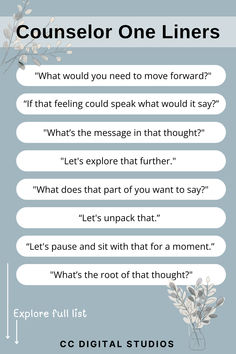 Enhance your counseling sessions with our cheat sheets, featuring powerful one-liners, reflection prompts, and metaphors tailored for mental health professionals. These tools are designed to spark deeper conversations and insights, making each session more impactful. Ideal for therapists seeking to enrich their client interactions. Shop now to transform your therapeutic approach! #counselingtechniques #mentalhealthtools #therapyconversationstarters #cheatsheets #counselingresources #thearpy Counseling Skills, Reflection Prompts, Therapy Questions, Counseling Techniques, One Liners, School Social Worker, Counseling Resources, Mental Health Support, School Counseling