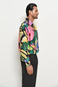 Multicolour full sleeve shirt with all over retro floral print. - Aza Fashions Men Shirts Casual, Full Sleeve Shirt, Floral Retro, Floral Print Shirt, Retro Shirts, Retro Floral, Aza Fashion, Full Sleeve, Shirt Online