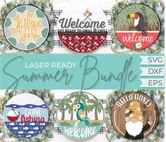 the laser ready summer bundle includes six different badges and an image of a man with a beard