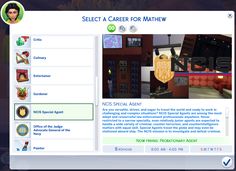 an image of a computer screen with the words select a career for mathew