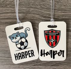 These bag tags are the perfect way for your kiddo to know which back is theirs! Tags measure approximately 3.75" x 2.5" and include a strap to attach to their bag. Design is printed directly onto the white tag on both sides. Can be used on backpacks or luggage. TO ORDER: Fill out all dropdowns and boxes. Leave a note regarding any design details (rainbows, trucks, etc.) and colors. Cricut Bag Tag Baby, White Rectangular Badge Holders For Everyday Use, White Rectangular Badge Holder For Personal Use, Personalized White Rectangular Luggage Tag, Rectangular White Badge Holders As Gift, Personalized Bag Tags, Bag Tag, Bag Design, Personalize Bag