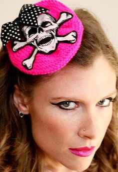 The March Hare, Pink Goth, Crochet Skull, Pink Fascinator, Halloween Love, March Hare, Churchill Downs, Pink Skull, Duck Dynasty