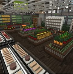 an image of a grocery store filled with lots of vegetables and fruits in the produce section