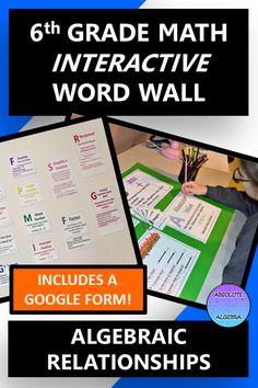 the 6th grade math interactive word wall includes a google form, and several other activities