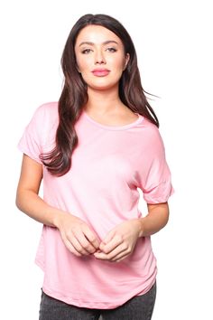 Package Price : $24.00Price Per Unit : $4.00Fabrication : 95% Rayon, 5% SpendxColor : Light PinkMade in : USASize Ratio : S-M-L / 2-2-2Package : 6 pcs per packCare Instruction:- Hand Wash Cold- Do Not Bleach- Hang / Flat Dry* Model is wearing : M* Model's Height : 5'10 Basic Shirttail Hem Tops, Basic Short Sleeve Top With Shirttail Hem For Spring, Pink Cotton Top With Shirttail Hem, Pink Crew Neck Top For Day Out, Casual Pink Tops With Shirttail Hem, Pink Casual Blouse For Loungewear, Pink Stretch Casual Blouse, Pink Shirttail Hem Top For Summer, Casual Pink Blouse With Shirttail Hem