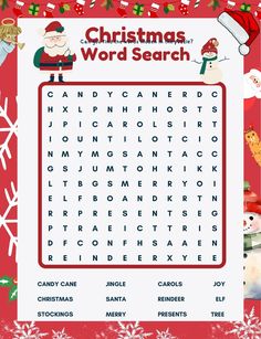 a christmas word search is shown in this image