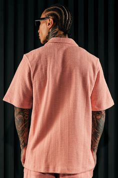 Model Height: 6'4 - Wearing Large Big & Tall: Height 6'5 - Wearing XXXL Available In Mauve. Fold Down Collar Front Button Closure Short Sleeve 62% Cotton, 38% Polyester Pair With "Dean Textured Slim Pant" Imported | Mens Dean Textured Short Sleeve Button Up Shirt in Mauve size Small by Fashion Nova Tall Height, Short Sleeve Button Up, Slim Pants, Big & Tall, Button Up Shirt, Model Height, Dean, Fashion Nova, Button Up Shirts