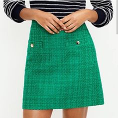 Loft Green Tweed Skirt With Gold Buttons Nwot - New Without Tags! Fully Lined Green Tweed, Tweed Skirt, Gold Buttons, Loft, Skirt, Tags, Green, Women Shopping, Gold