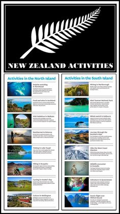 an advertisement for the new zealand activities