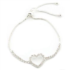 Fashion Bracelet Silver Plating Pull Strap Heart Adjustable Extender Bracelet Adjustable Metal Heart Bracelet For Valentine's Day, Adjustable Silver Heart Bracelet For Valentine's Day, Valentine's Day Adjustable Silver Heart Bracelet, Heart Charm Bracelet For Party, Elegant Heart-shaped Charm Bracelet For Party, Heart Shaped Crystal Bracelet For Valentine's Day, Elegant Adjustable Heart Charm Bracelet, Heart-shaped Charm Bracelet For Valentine's Day Party, Adjustable Party Heart Charm Bracelet