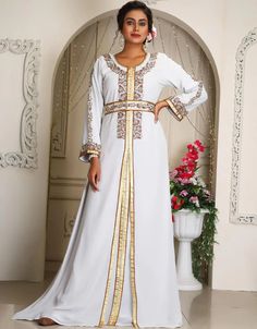 Party Wear Heavy moroccan style kaftan with multi embroidery work👗 Order Online latest Embroidered Kaftan which are made up from best quality fabrics with latest styles from our large collections at arabicattire.com Shop Now : https://bit.ly/3vtKodU Buy online @ $172.5 #eidkaftans #fancykaftandresses #indiankaftans #kaftandressesnearme #kaftaneid #modernkaftandresses Types Of Women Dresses, Modern Kaftan, Arabic Wedding Dresses, Moroccan Kaftan Dress, Stone Embroidery, Arabic Dress, Moroccan Kaftan, Islamic Wedding, Moroccan Caftan