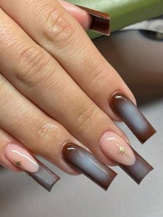 Instantly Upgrade Your Look With 24pcs Long Square Retro White Brown Halo Dyed Golden Starlight French Style Full Cover Fake Nail For Women And Girls 1 Piece Of Jelly Gel+1 File Strip Jelly Gel Random Shipment | SHEIN USA Classy Acrylic Nails, Unique Acrylic Nails, Bling Acrylic Nails, Fake Nail, Acrylic Nails Coffin Short, Upgrade Your Look, Short Acrylic Nails Designs, Square Acrylic Nails, Fire Nails