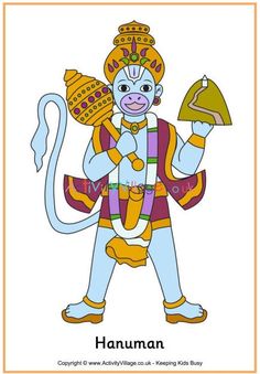 the hanumann character is holding a plate