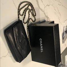 Caviar Wallet On Chain Chanel Bag Designer Black Flap Bag Gift, Designer Clutch Flap Bag With Chain Strap, Designer Chain Strap Clutch Flap Bag, Formal Flap Shoulder Bag With Original Box, Evening Crossbody Clutch With Original Box, Designer Clutch With Chain Strap For Everyday Use, Designer Clutch Wallet For Everyday Use, Designer Shoulder Bag With Chain For Formal Events, Designer Formal Shoulder Bag With Chain