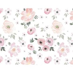 a white wall with pink flowers on it