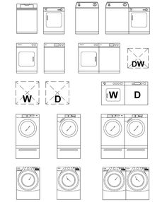 the symbols for washing machines and washers are shown in this diagram, which shows how to