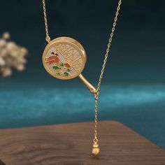 Comfortable, One of Kind. Necklaces online shop,|Chinese Traditional|Necklaces|Enamel|Female|Gold Necklace Gold Indian, Necklaces To Make, Chinese Bracelet, Bracelets To Make, Necklace Aesthetic, Chinese Fan, Fan Necklace, Chinese Jewelry, Golden Necklace