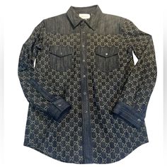 Brand New Shirt With Tags Gucci Cotton Shirt For Workwear, Gucci Cotton Shirt For Work, Gucci Tops For Work With Button Closure, Luxury Gucci Tops For Fall, Elegant Gucci Top With Button Closure, Classic Gucci Cotton Shirt, Gucci Cotton Long Sleeve Shirt, Gucci Classic Shirt For Workwear, Elegant Gucci Button-up Shirt