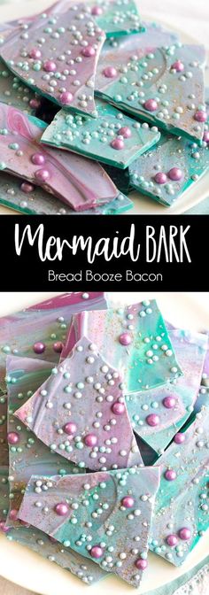 mermaid bark bread box with pearls on it and the words, mermaid bark bread box