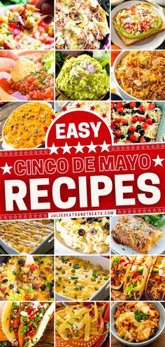 the cover of easy cinco de mayo recipe book with pictures of mexican food in it