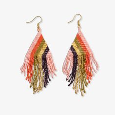 Haley Falling Lines Beaded Fringe Earrings Jaipur Beaded Fringe Earrings, Human Hand, Beaded Fringe, Artistic Expression, Fringe Earrings, Playful Design, Jaipur, Bead Work, Original Designs