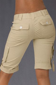 Flap Pocket Taped Low Waist Bermuda Shorts Beige Bottoms With Pockets For Outdoor Activities, Beige Shorts With Pockets For Outdoor Activities, Casual Short Length Capris With Pockets, Casual Short Capris With Pockets, Casual Short-length Capris With Pockets, Casual Capris With Built-in Shorts, Khaki Shorts Outfit, Summer Jean Shorts Outfit, Cargo Shorts Outfit