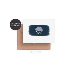 a card with an image of a cloud in the sky