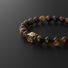 Tiger Eye Bracelet 8mm | Essential Men's Bracelets, Gold Vermeil Jewelry, Red Tigers Eye, Tiger Eye Bracelet, Blue Tigers Eye, Onyx Bracelet, Mens Beaded Bracelets, Vermeil Jewelry, Metal Accents