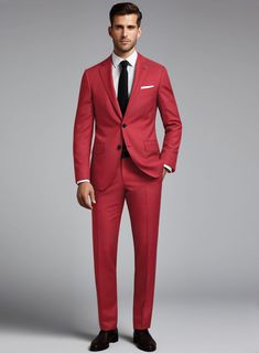 Experience the infusion of passion and individuality into your attire with our Wool Red Suit, effortlessly blending classic charm with contemporary allure. This garment transcends conventional fashion boundaries and evolves into a true expression of your identity. Meticulously crafted from a lavish wool blend, the suit boasts a mesmerizing solid pattern and a profound crimson hue that infuses your ensemble with refined vibrancy. Whether you're sealing deals in the corporate arena or stealing the Red Fitted Elegant Suit, Elegant Fitted Red Suit, Elegant Red Fitted Suit, Red Wool Suits For Work, Red Wool Suit For Workwear, Red Wool Suits For Workwear, Fitted Red Wool Suit, Red Fitted Wool Suit, Tailored Red Wool Suits