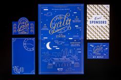 the stationery is designed to look like it has been created in blue and gold