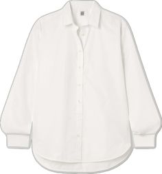 White Relaxed Fit Poplin Shirt, Oversized Classic Poplin Blouse, Classic Oversized Poplin Blouse, White Shirt With Lapel Collar For Daywear, White Business Blouse With Placket, White Blouse With Placket For Business, White Oversized Poplin Shirt, Oversized White Poplin Shirt, White Button-up Poplin Blouse