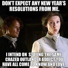 two people standing next to each other with caption that reads, don't expect any new year's resolution from me